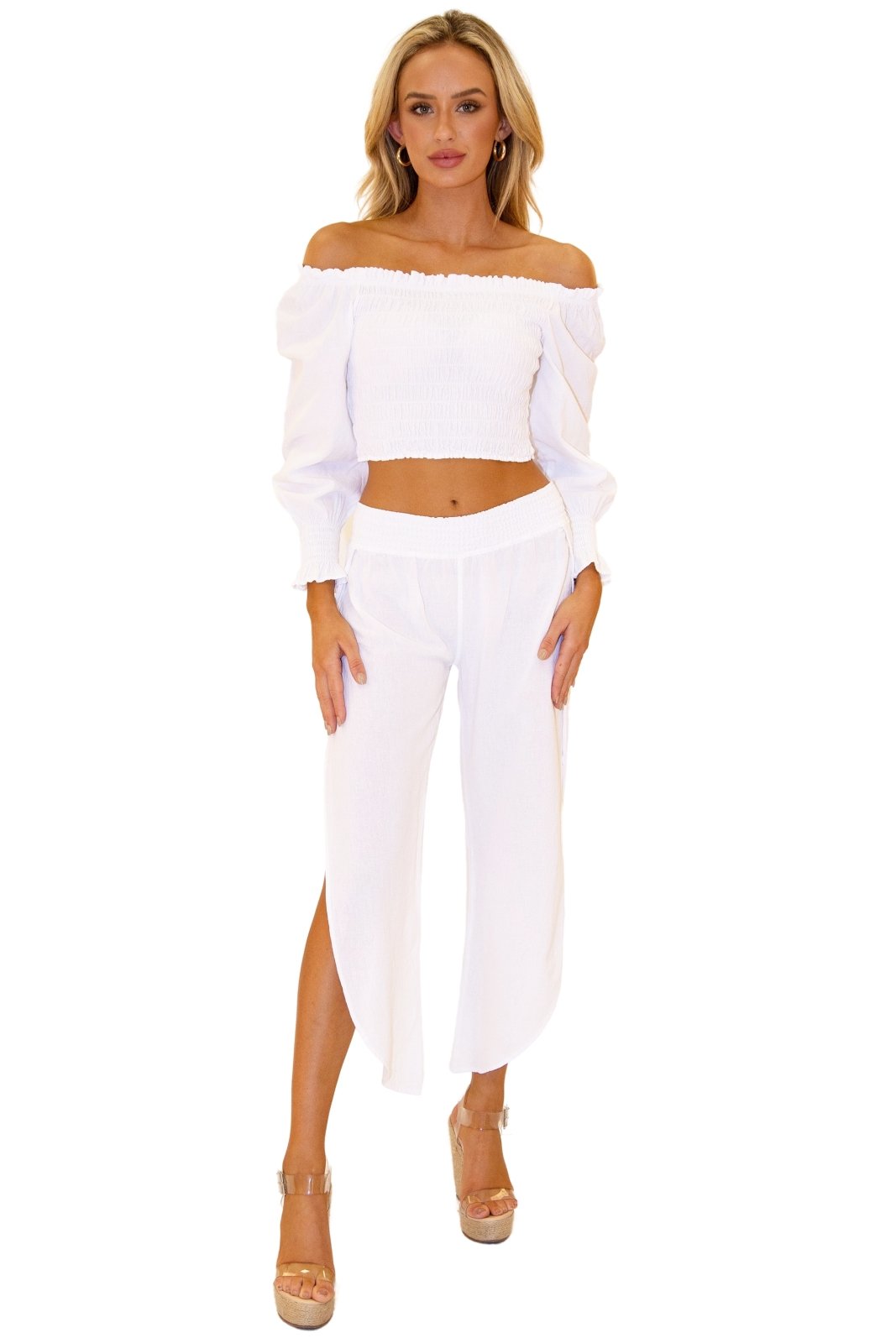 'Piper' Off-Shoulder Top White - Seaspice Resort Wear