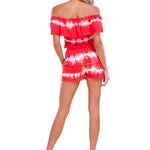 100% Cotton 'Polly' Tiered Crochet Skort Tie Dye Red - Seaspice Resort Wear