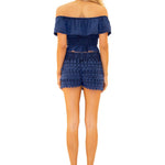 100% Cotton 'Polly' Tiered Crochet Skort Navy - Seaspice Resort Wear