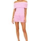 Polly' Tiered Crochet Skort Pink - Seaspice Resort Wear