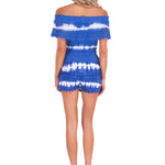 100% Cotton 'Polly' Tiered Crochet Skort Tie Dye Navy - Seaspice Resort Wear