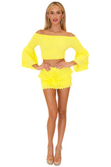 100% Cotton 'Polly' Tiered Crochet Skort Yellow - Seaspice Resort Wear