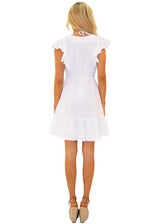 'Quinn' Crochet Waist Dress White - Seaspice Resort Wear
