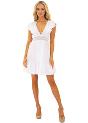 'Quinn' Crochet Waist Dress White - Seaspice Resort Wear