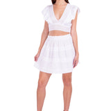 'Rachel' Crochet Hem Ruffle Top White - Seaspice Resort Wear