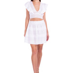 'Rachel' Crochet Hem Ruffle Top White - Seaspice Resort Wear