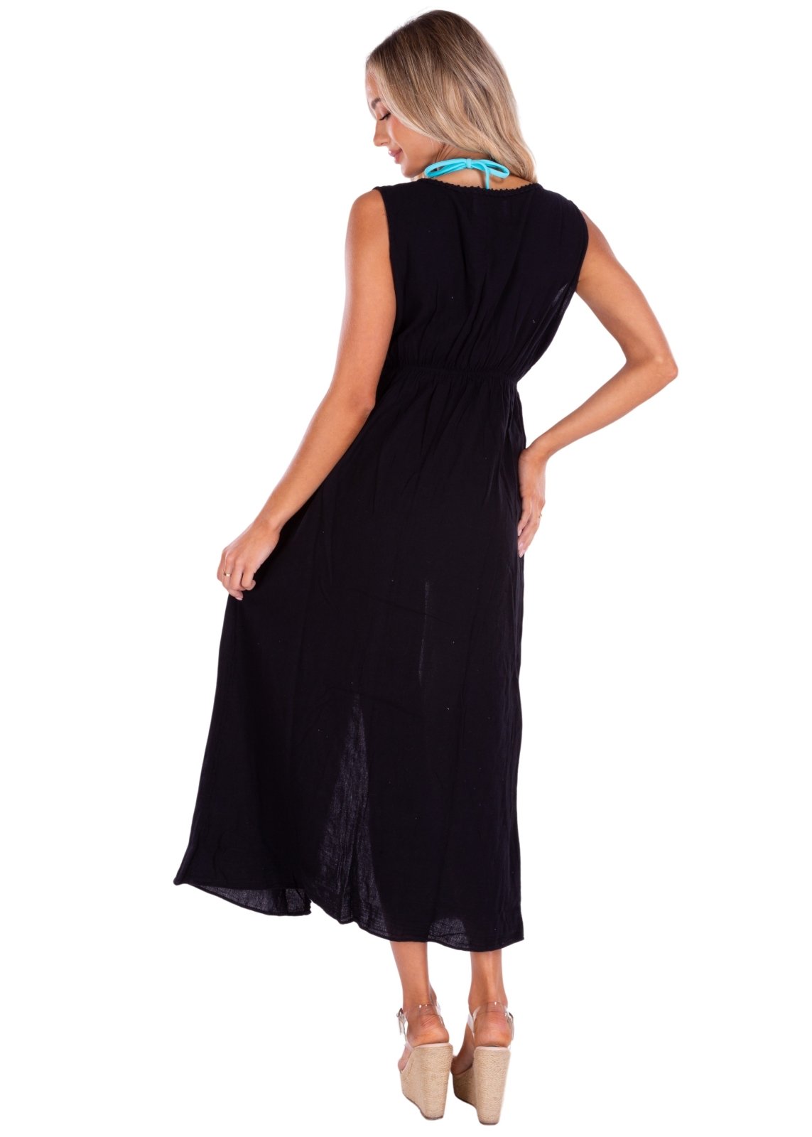 'Roberta' Tie-Front Cover-Up Black - Seaspice Resort Wear