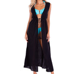 'Roberta' Tie-Front Cover-Up Black - Seaspice Resort Wear