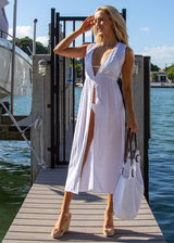 'Roberta' Tie-Front Cover-Up White - Seaspice Resort Wear