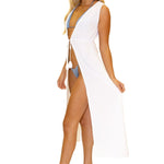'Roberta' Tie-Front Cover-Up White - Seaspice Resort Wear