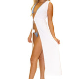 'Roberta' Tie-Front Cover-Up White - Seaspice Resort Wear