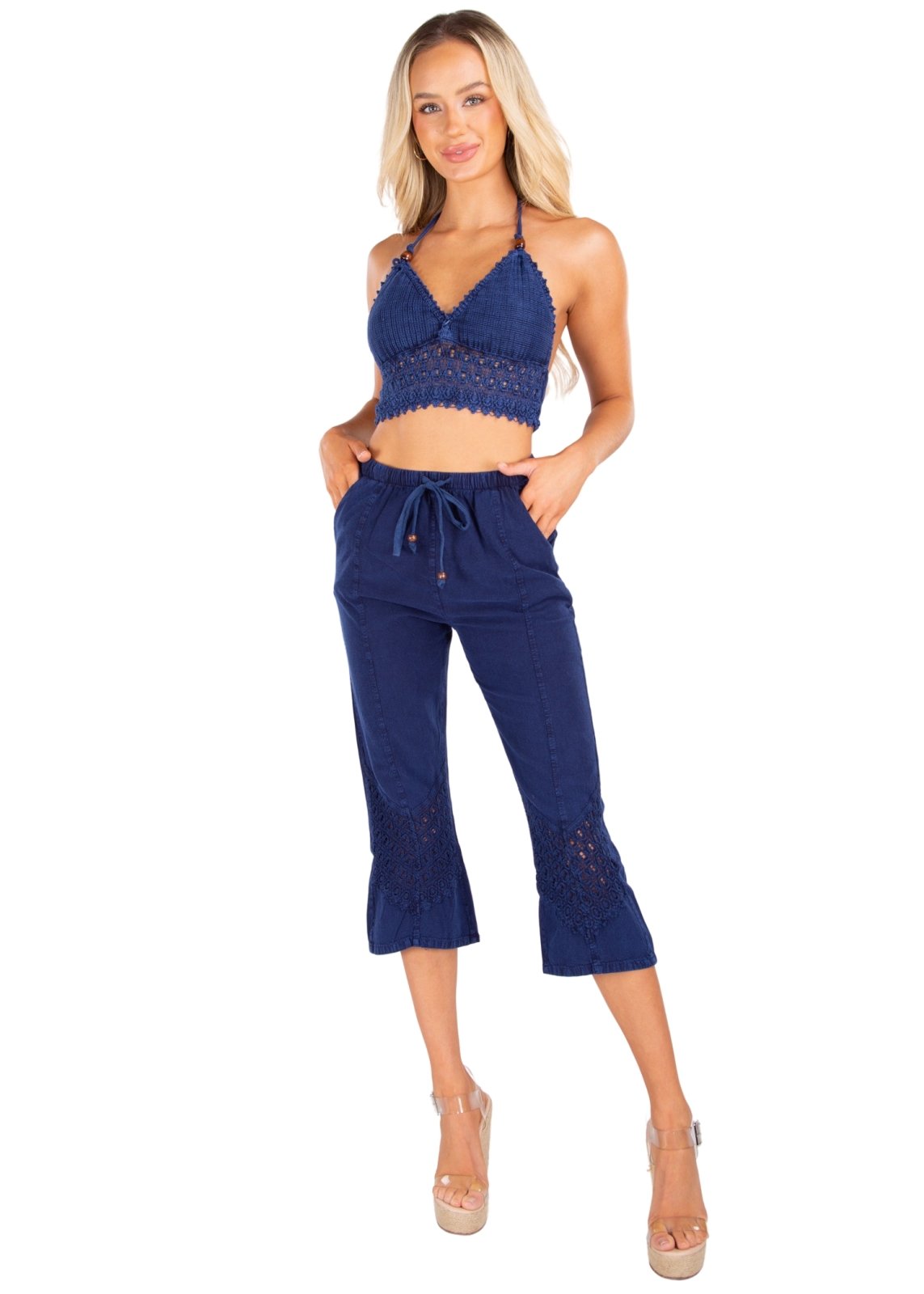Roxy' Flare Capris Navy - Seaspice Resort Wear