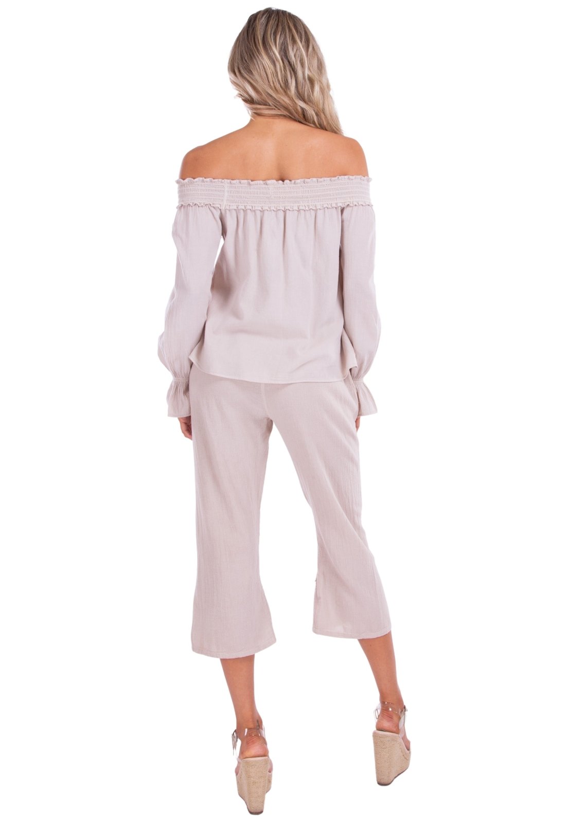 Roxy' Flare Capris Baby Beige - Seaspice Resort Wear