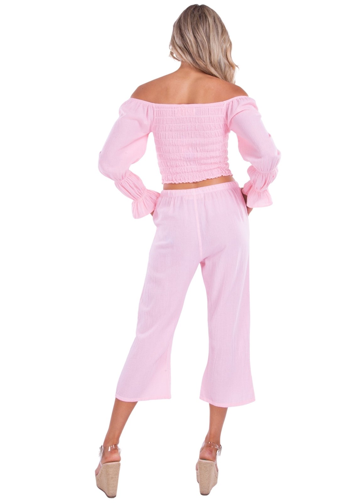 Roxy' Flare Capris Baby Pink - Seaspice Resort Wear