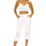 Roxy' Flare Capris White - Seaspice Resort Wear