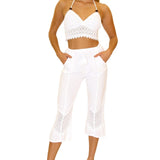 Roxy' Flare Capris White - Seaspice Resort Wear