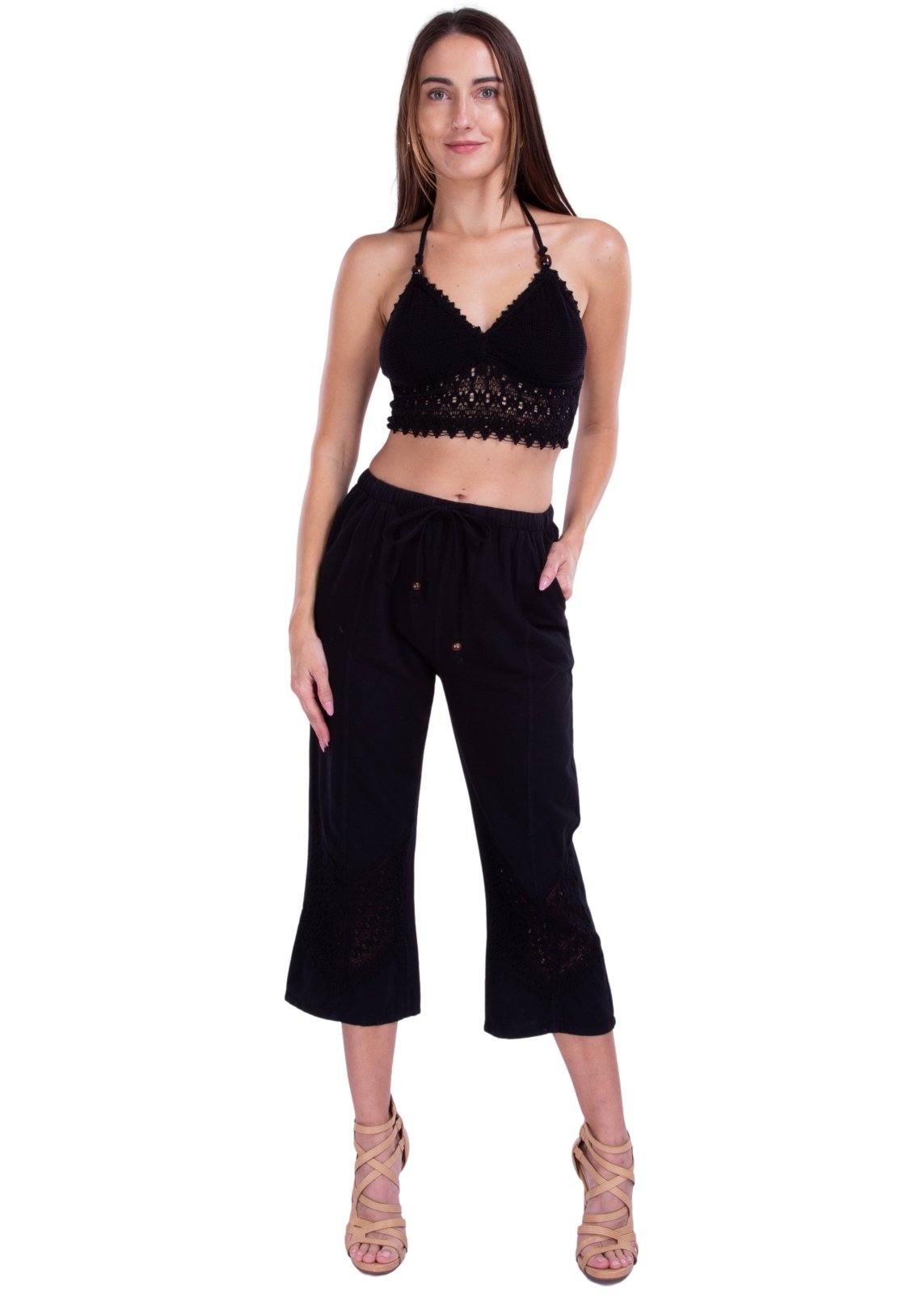 Roxy' Flare Capris Black - Seaspice Resort Wear