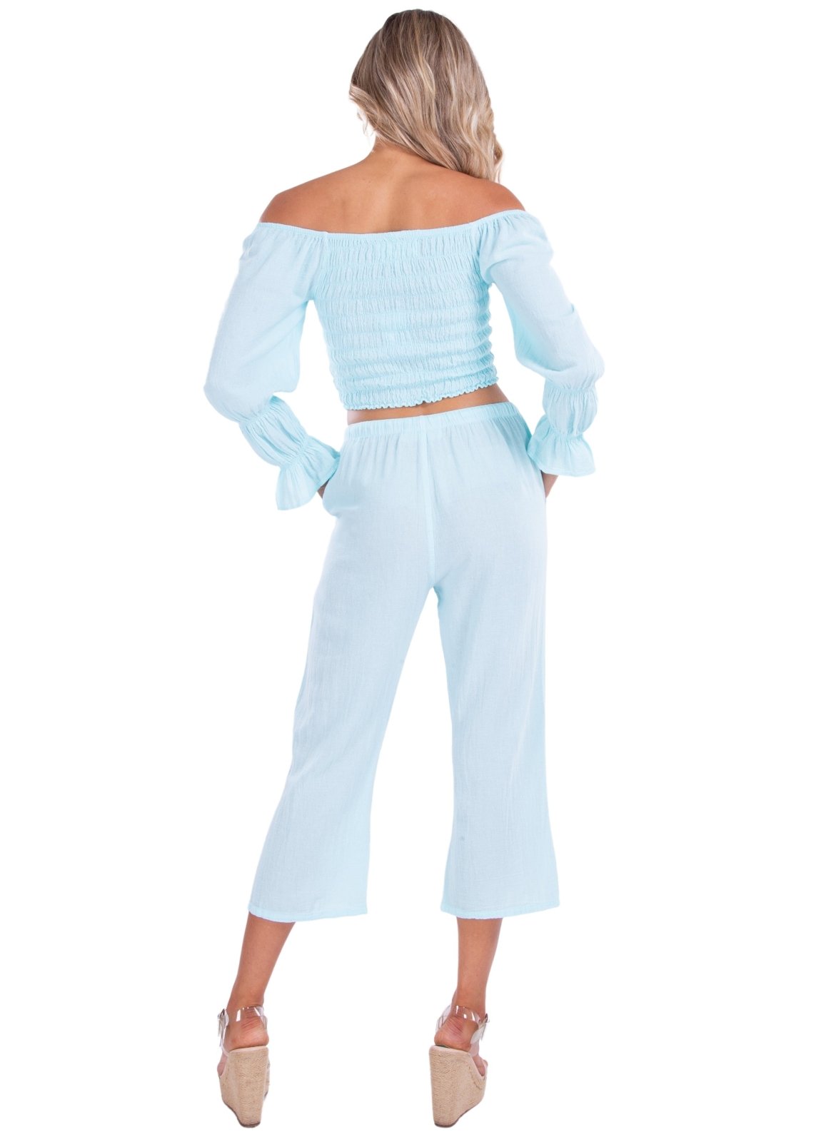 Roxy' Flare Capris Baby Turquoise - Seaspice Resort Wear