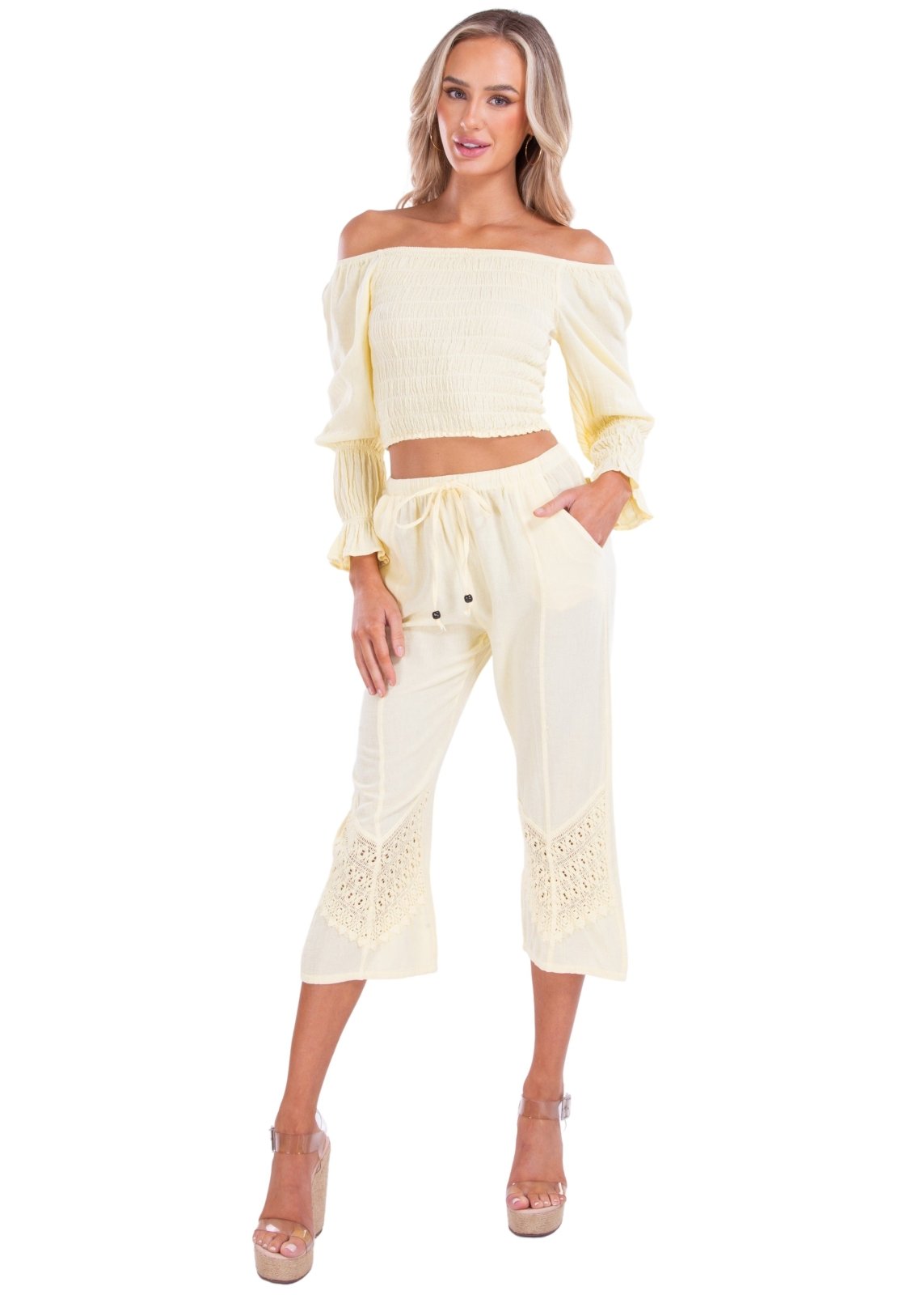 Roxy' Flare Capris Baby Yellow - Seaspice Resort Wear