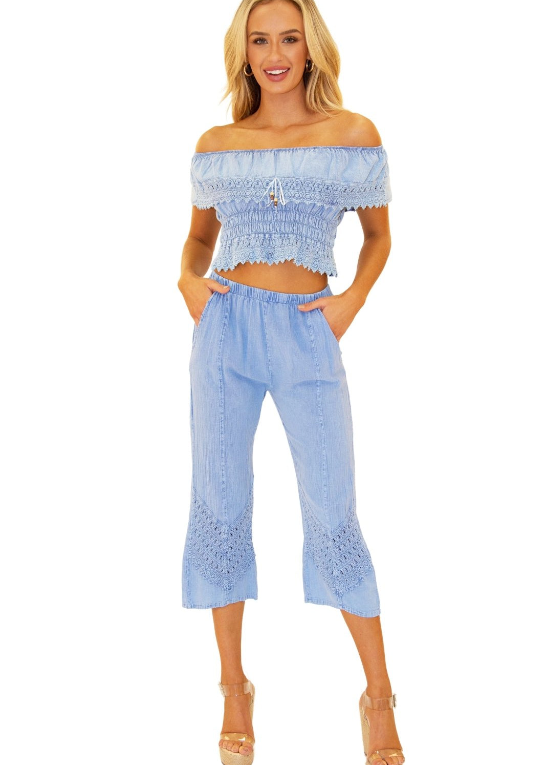 Roxy' Flare Capris Blue - Seaspice Resort Wear