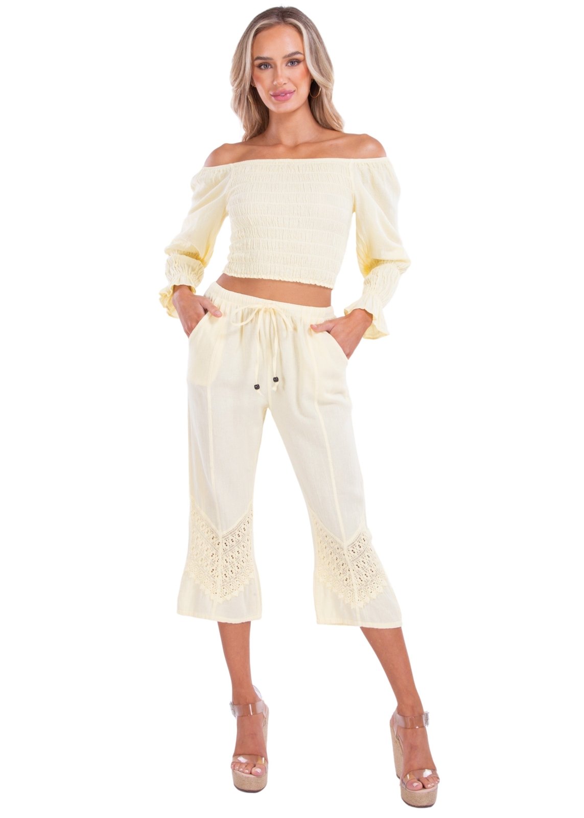 Roxy' Flare Capris Baby Yellow - Seaspice Resort Wear