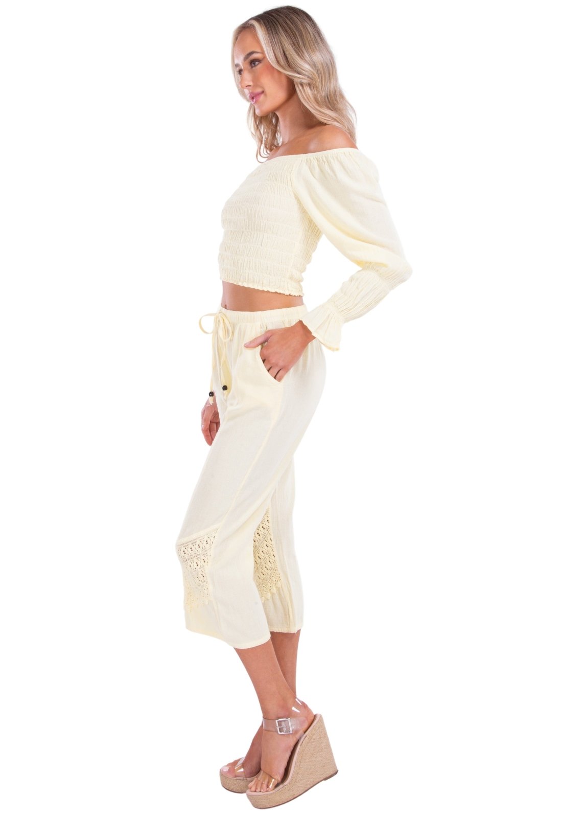 Roxy' Flare Capris Baby Yellow - Seaspice Resort Wear