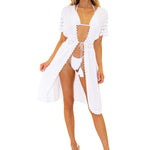 'Sadie' Tie-Front Cover-Up White - Seaspice Resort Wear