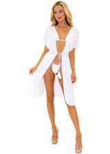 'Sadie' Tie-Front Cover-Up White - Seaspice Resort Wear