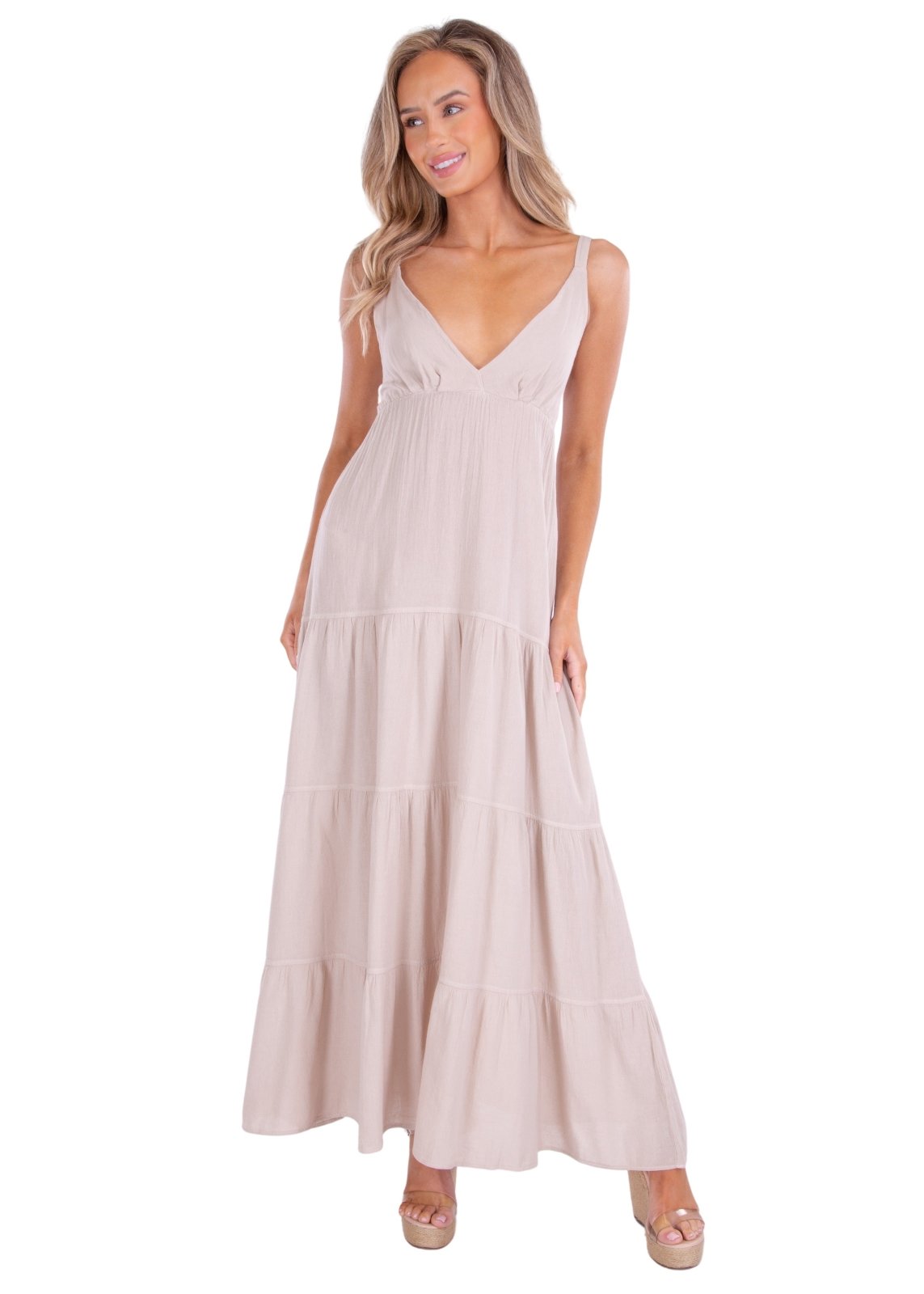 'Samantha' Maxi Dress Baby Beige - Seaspice Resort Wear