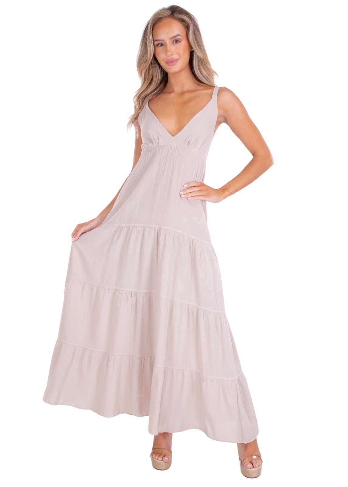 'Samantha' Maxi Dress Baby Beige - Seaspice Resort Wear
