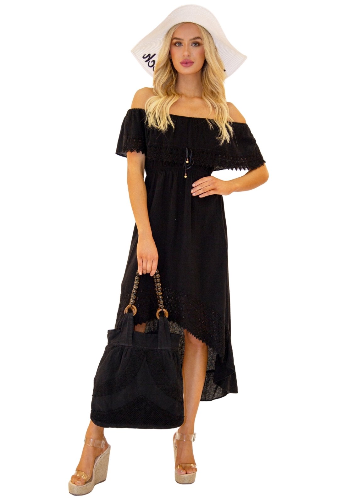 'Sandra' Cotton Bag Black - Seaspice Resort Wear