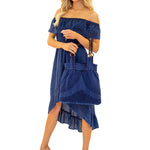 'Sandra' Cotton Bag Navy - Seaspice Resort Wear