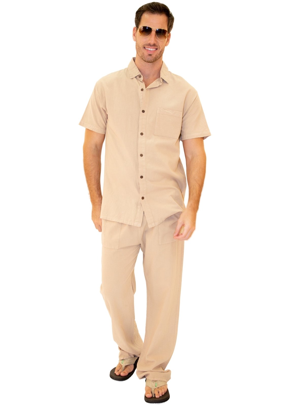 'Santorini' Pants Beige - Seaspice Resort Wear