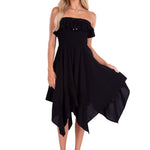 100% Cotton 'Sasha' Strapless Flowy Dress Black - Seaspice Resort Wear