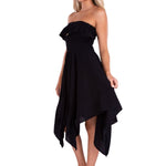 100% Cotton 'Sasha' Strapless Flowy Dress Black - Seaspice Resort Wear
