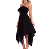 100% Cotton 'Sasha' Strapless Flowy Dress Black - Seaspice Resort Wear