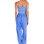 Chloe' Side Crochet Joggers Blue - Seaspice Resort Wear