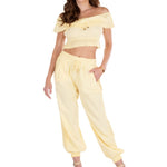 Chloe' Side Crochet Joggers Baby Yellow - Seaspice Resort Wear