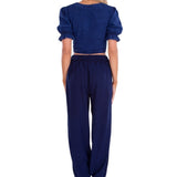 Chloe' Side Crochet Joggers Navy - Seaspice Resort Wear