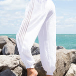 Chloe' Side Crochet Joggers White - Seaspice Resort Wear