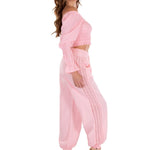 Chloe' Side Crochet Joggers Baby Pink - Seaspice Resort Wear