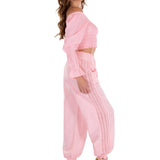 Chloe' Side Crochet Joggers Baby Pink - Seaspice Resort Wear