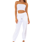 Chloe' Side Crochet Joggers White - Seaspice Resort Wear
