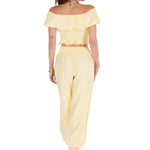 Chloe' Side Crochet Joggers Baby Yellow - Seaspice Resort Wear