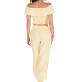 Chloe' Side Crochet Joggers Baby Yellow - Seaspice Resort Wear