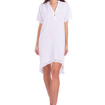 'Selma' High Low Tassel Trim Tunic White - Seaspice Resort Wear