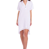 'Selma' High Low Tassel Trim Tunic White - Seaspice Resort Wear