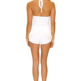 'Serena' Belted Shorts White - Seaspice Resort Wear