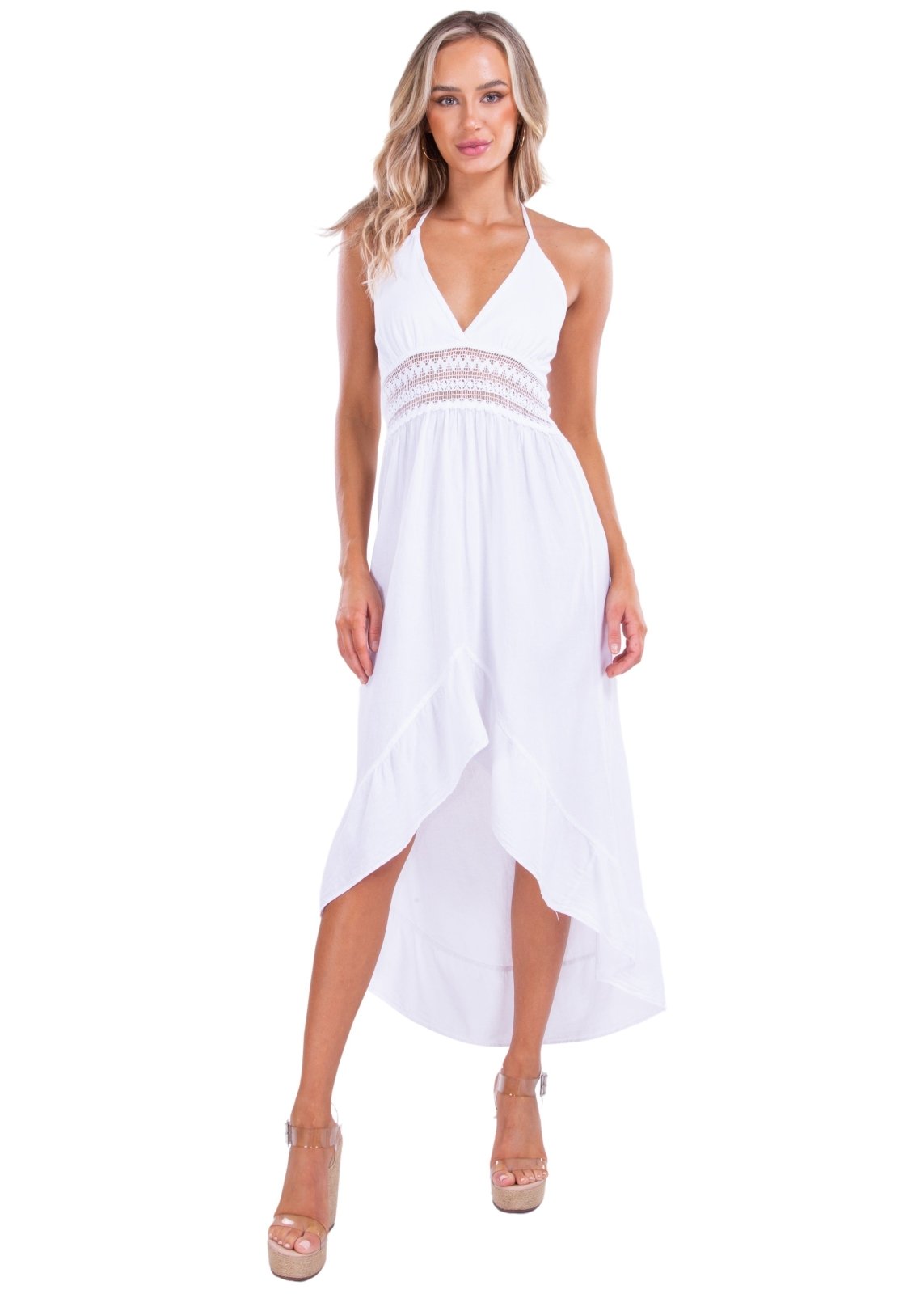 Serenity High Low Dress White