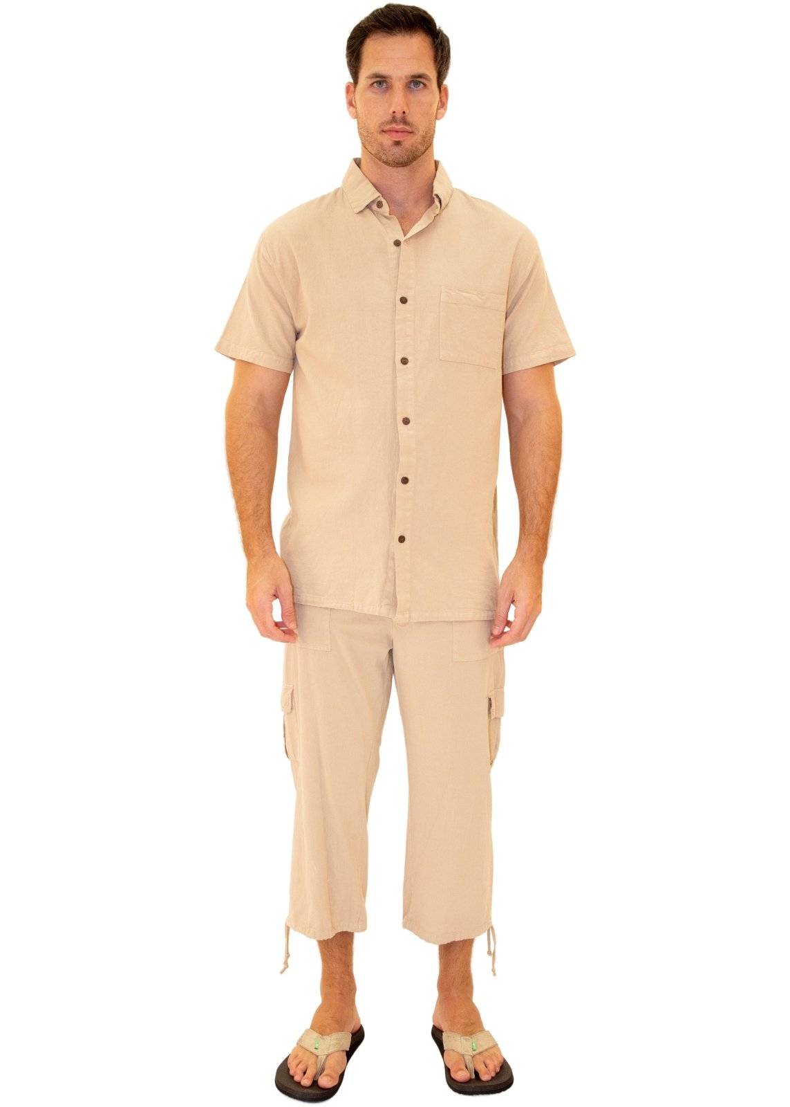 'Sicily' Capri Pants Beige - Seaspice Resort Wear